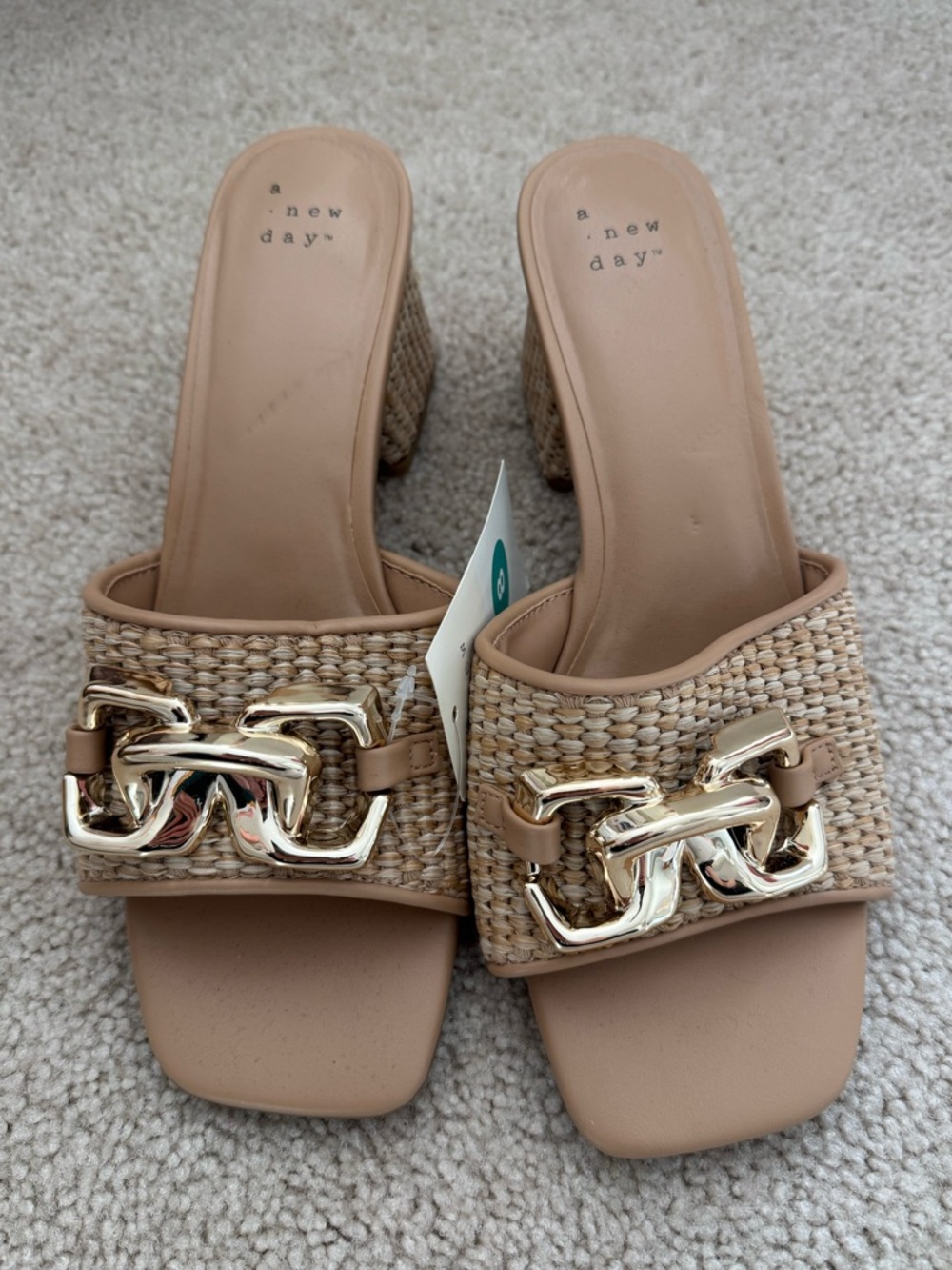 a new day Tan Woven Slide Mules with Gold Chain - Picture 2 of 4